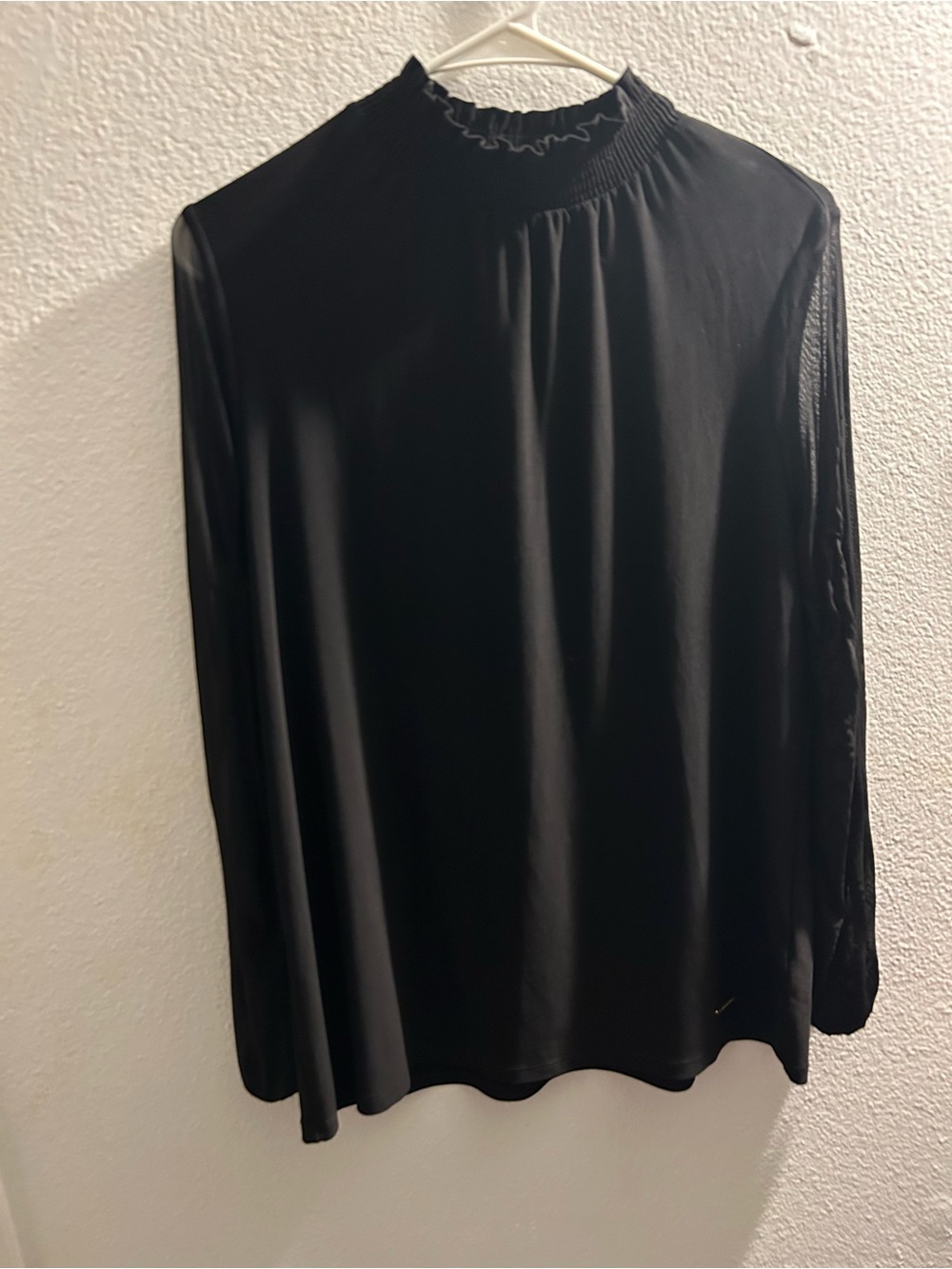Anne Klein Black Long Sleeve Mock Neck Top